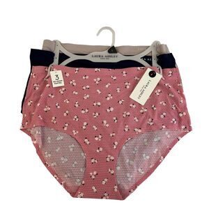 New Women’s 3 Pack Laura Ashley No Show Panties Sz L NWT Seamless Nylon Spandex